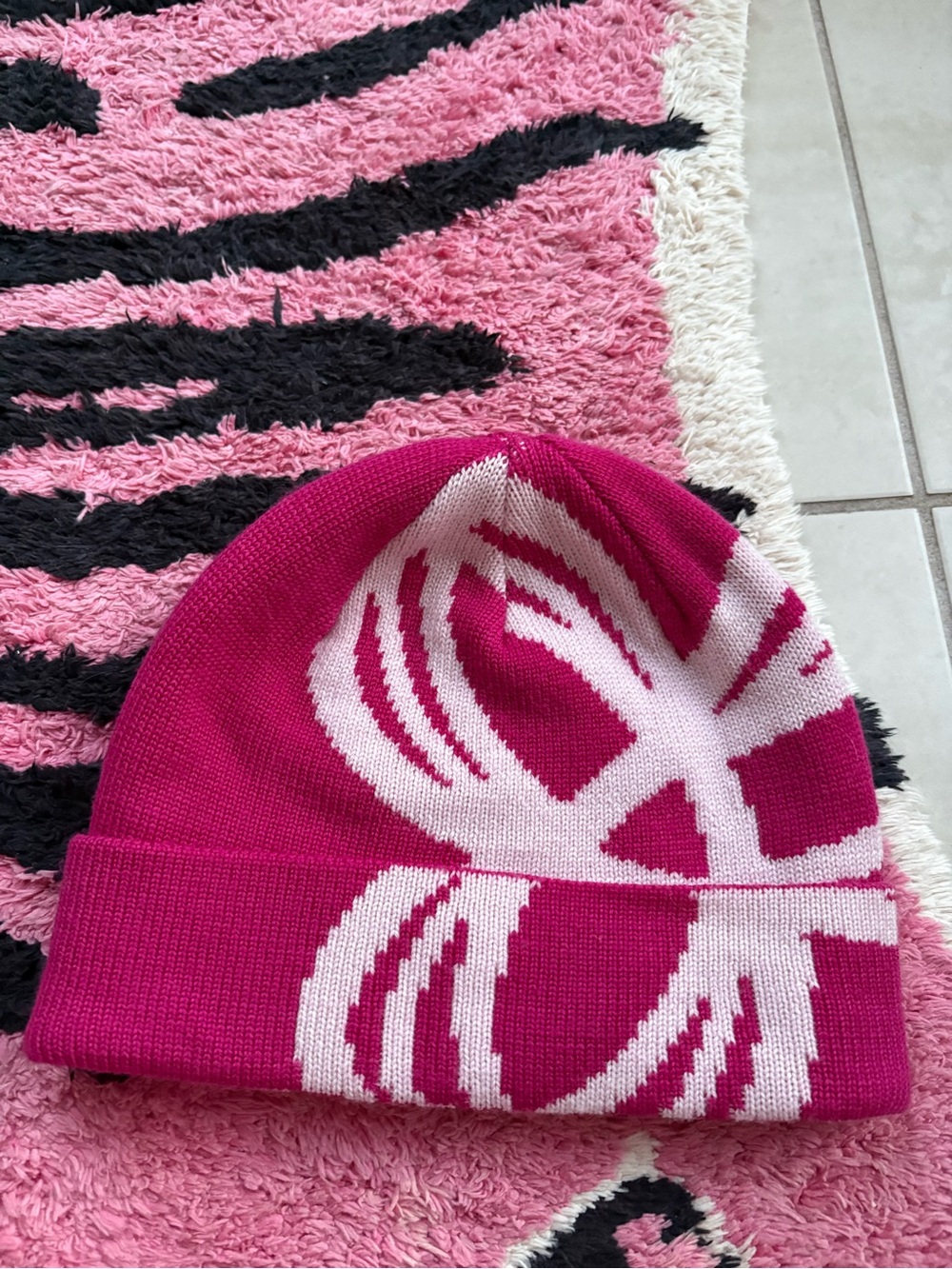 TNA Pink and White Logo Beanie